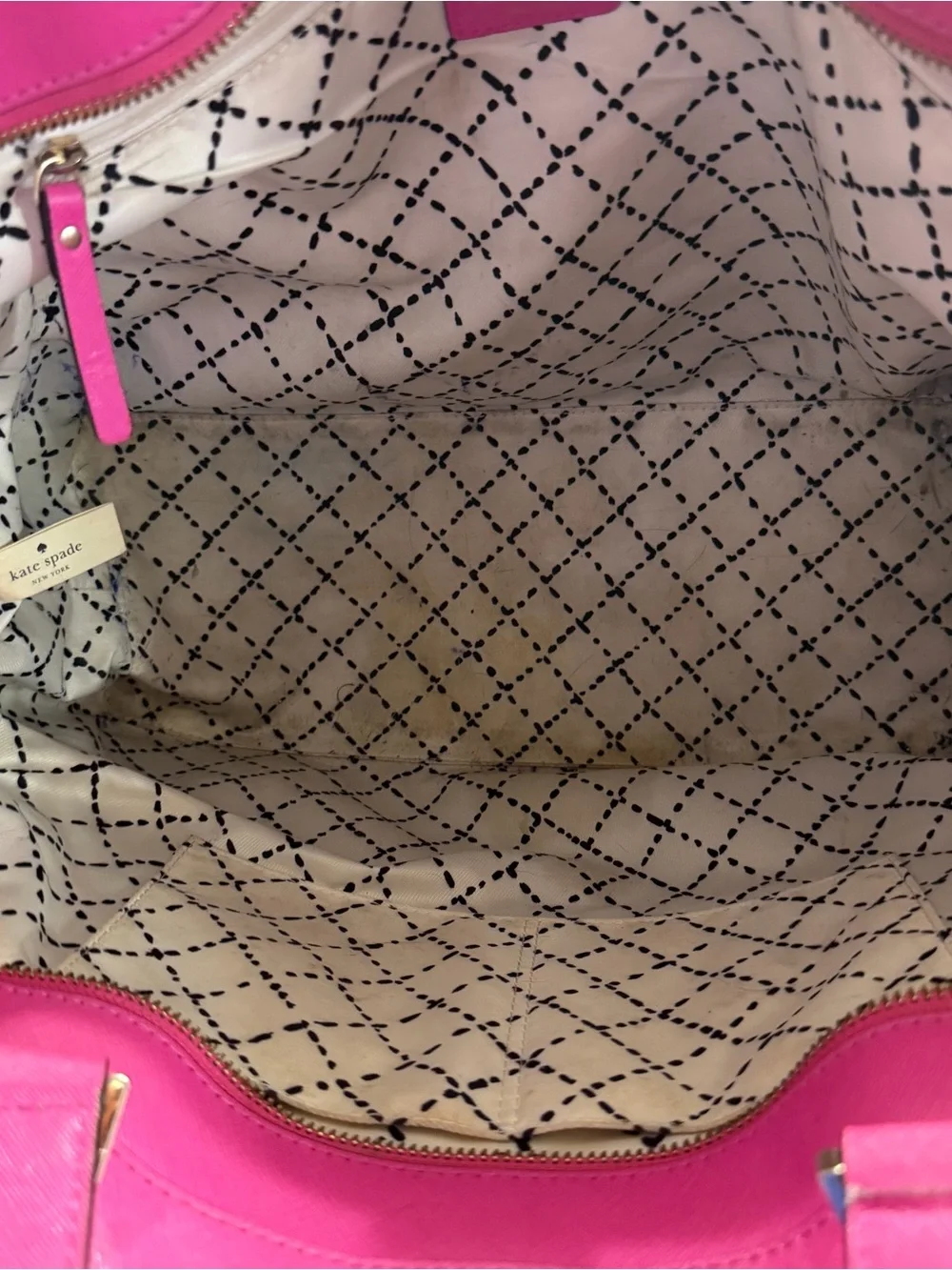 Kate Spade NY Newbury Lane Jules Pink Leather Large Tote Hot Barbie Pink